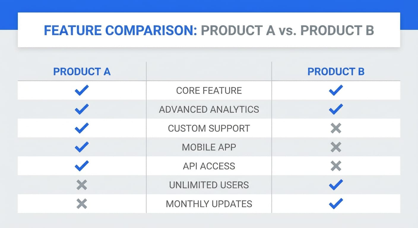 Feature comparison checklist